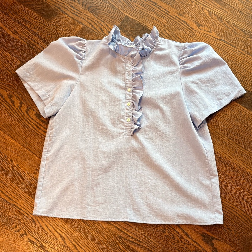 Entro Sky Blue Ruffled Blouse